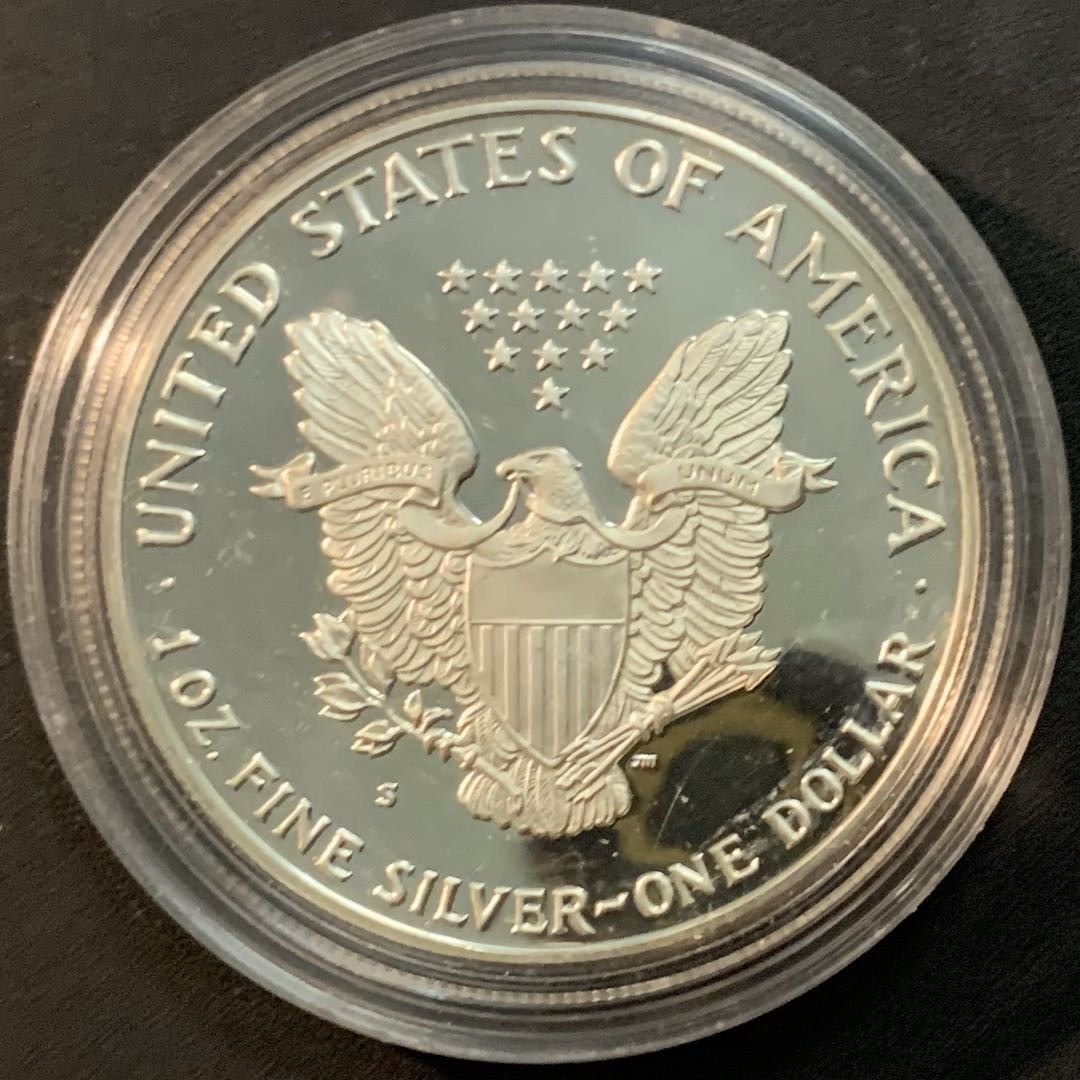 紫瑗钱币—微拍第53期  美国 1987年 S版 行走投资银币 1美元  1盎司纯银 精制 31.1克 0.999银