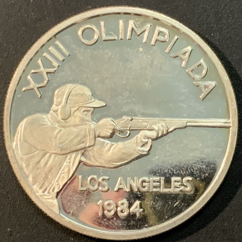 紫瑗钱币—微拍第53期  安道尔 1984年 洛杉矶奥运会 射击 20第纳尔 银币 16克 0.9银 精制