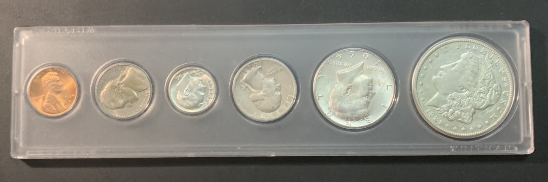 紫瑗钱币—微拍第53期  美国 早期 流通币 6枚 含4枚银币 共46.35克 0.9银 盒装