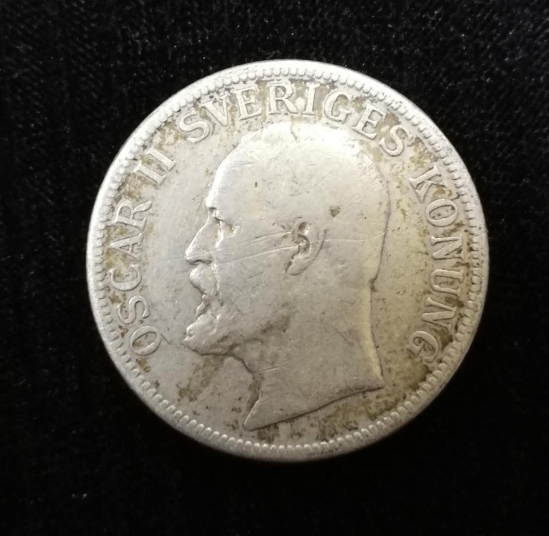 北京马甸外币专卖拍卖第四期，陆续上新，敬请关注 1907年瑞典2克郎银币，重15克，80银，品相如图