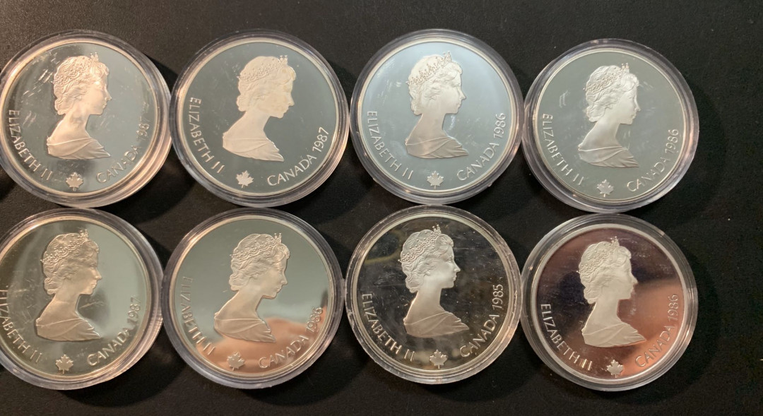 紫瑗钱币—微拍第53期  加拿大 1988年 卡尔加里冬奥会 20元 10枚全套 共341克 0.925银 精制