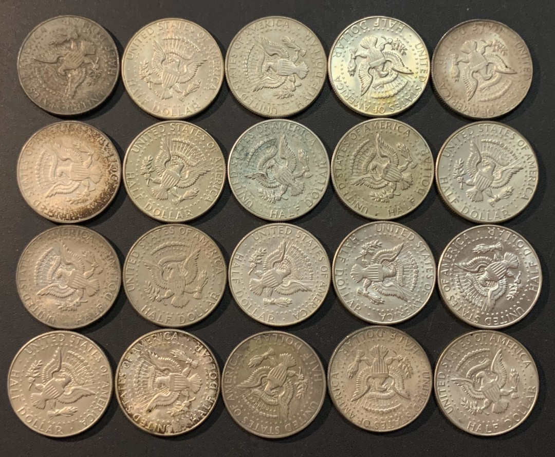 紫瑗钱币—微拍第53期  美国 1965—1970年 肯尼迪 50美分 20枚一组 共230克 0.4银