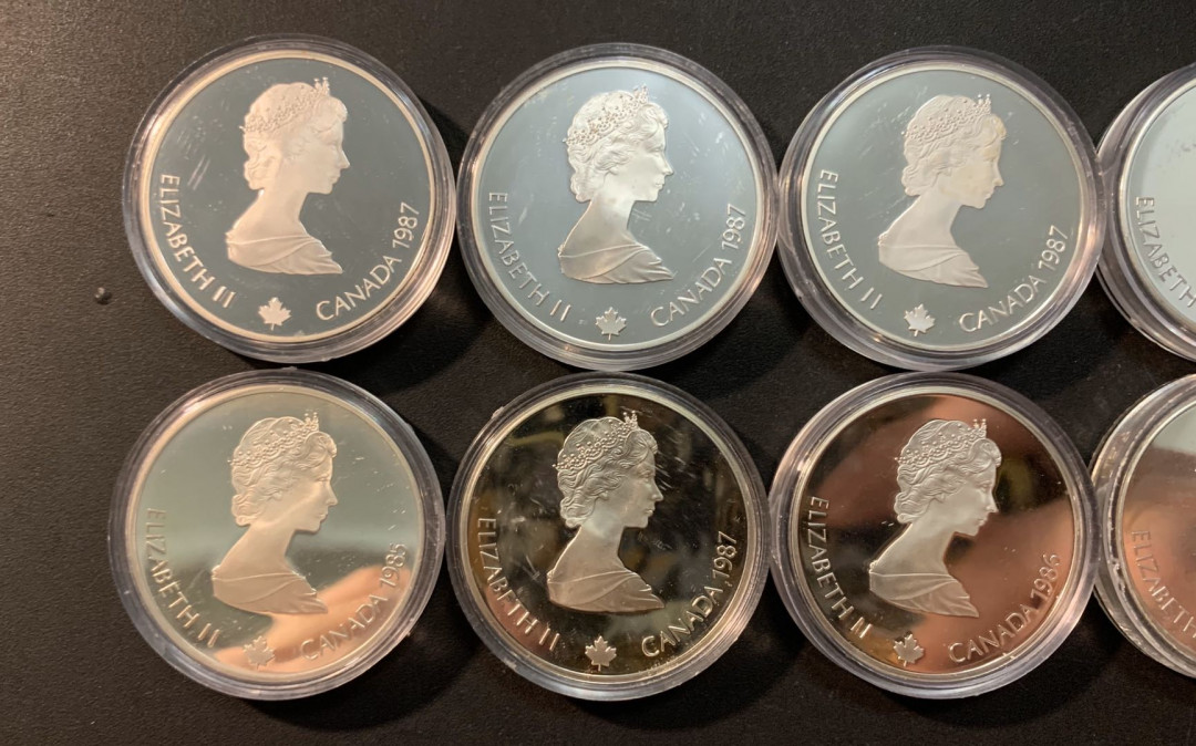 紫瑗钱币—微拍第53期  加拿大 1988年 卡尔加里冬奥会 20元 10枚全套 共341克 0.925银 精制