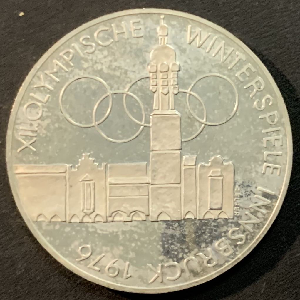 紫瑗钱币—微拍第53期  奥地利 1976年 因斯布鲁克冬奥运 主会场 100先令 24克 0.64银 精制