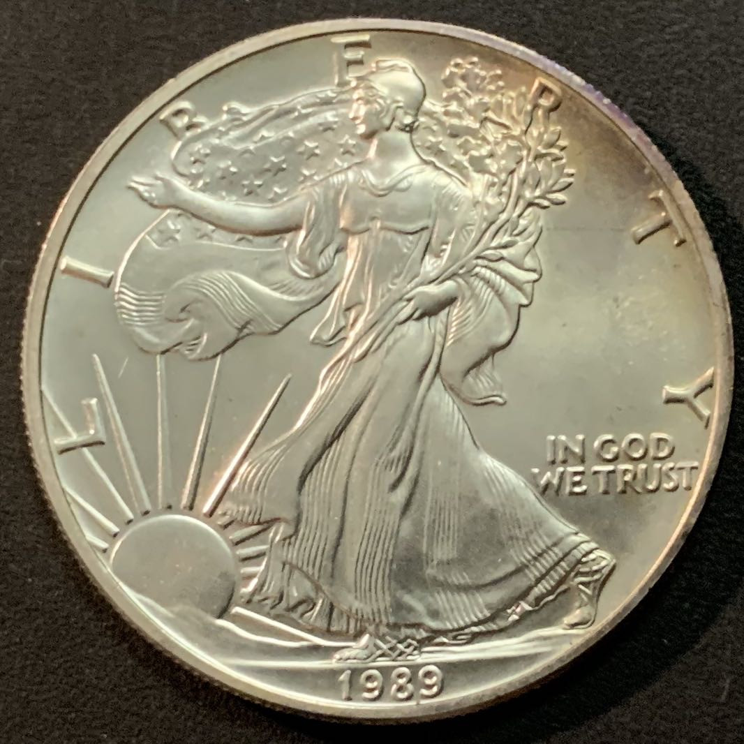 紫瑗钱币—微拍第53期  美国 1989年  行走女神 投资银币 1美元  1盎司纯银 31.1克 0.999银 威斯敏斯特包装