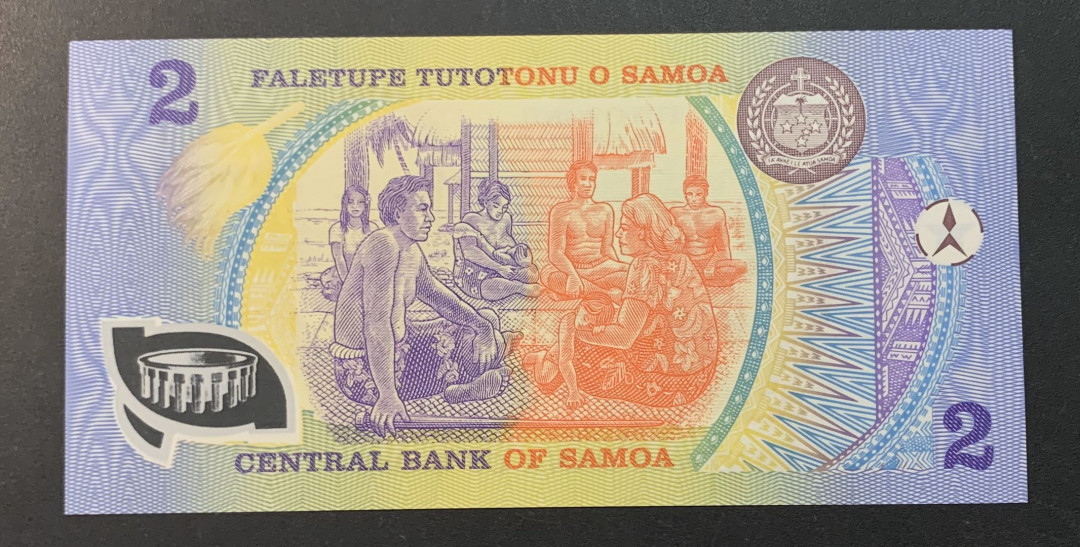 紫瑗钱币—微拍第54期 —纸币场 萨摩亚 1990年 为国效力50年 2塔拉 纪念塑料钞（AAF冠）UNC