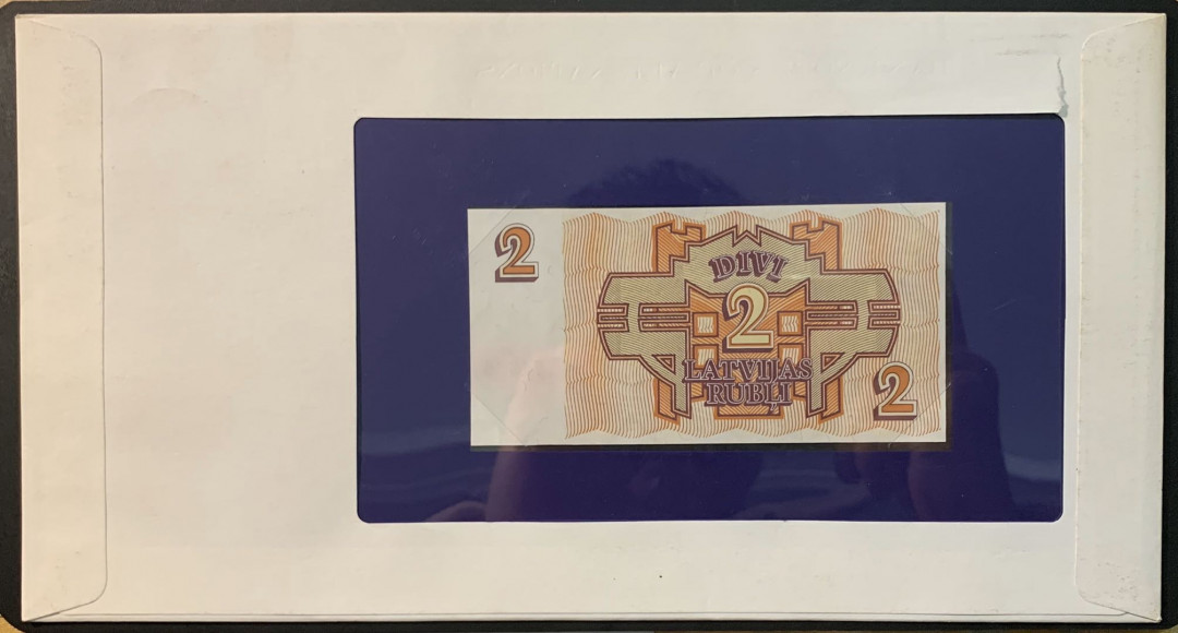 紫瑗钱币—微拍第54期 —纸币场 拉脱维亚 1992年 2拉特 富兰克林 邮资封
