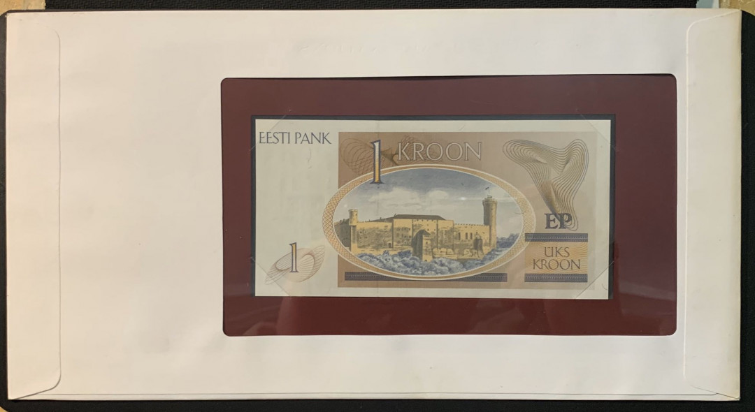 紫瑗钱币—微拍第54期 —纸币场 爱沙尼亚 1992年 1克朗 富兰克林 邮资封