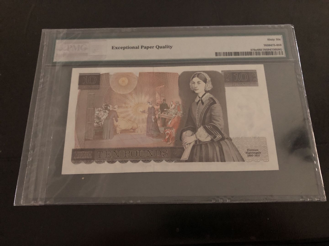 【收藏联盟】第135期拍卖——新西兰大炮筒（共45拍） 英国 1988-91年 10镑 PMG66EPQ  南丁格尔 Gill签名