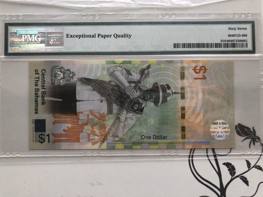 【收藏联盟】第135期拍卖——新西兰大炮筒（共45拍） 巴哈马 2017年1元 PMG67EPQ 