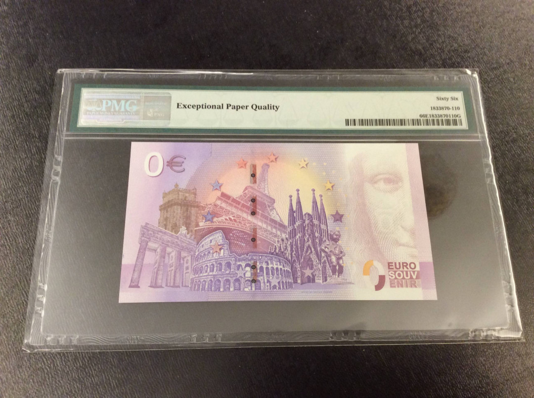 【收藏联盟】第135期拍卖——新西兰大炮筒（共45拍） 【一组2张 千位小号】欧盟2019年0欧元 PMG66EPQ  猪年贺岁