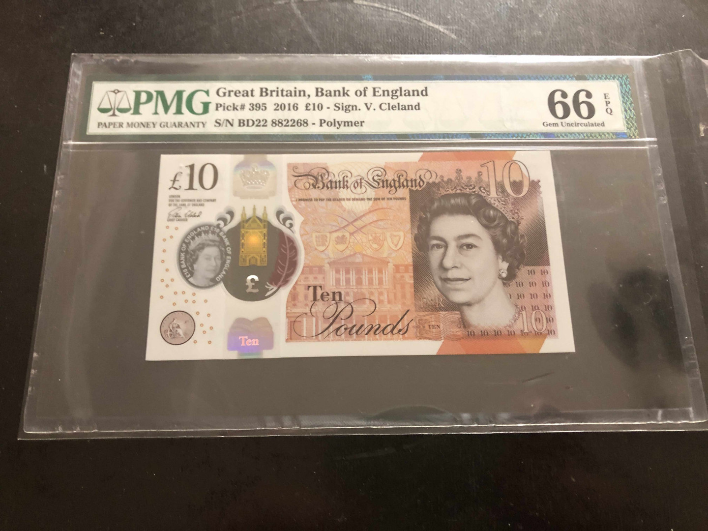 【收藏联盟】第135期拍卖——新西兰大炮筒（共45拍） 英国 2016年10镑 PMG66EPQ 塑料钞  