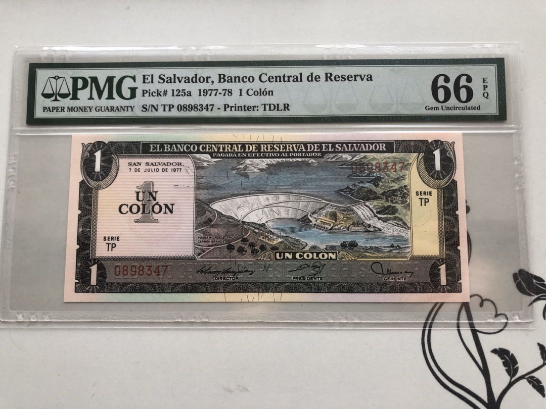 【收藏联盟】第135期拍卖——新西兰大炮筒（共45拍） 萨尔瓦多 1977-78年 1克朗 PMG66EPQ 