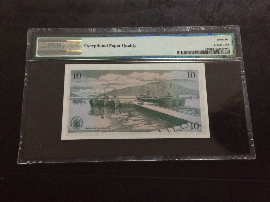 【收藏联盟】第135期拍卖——新西兰大炮筒（共45拍） 【一组2张】冰岛 1961年10克朗&25克朗 PMG66EPQ  BWC出品
