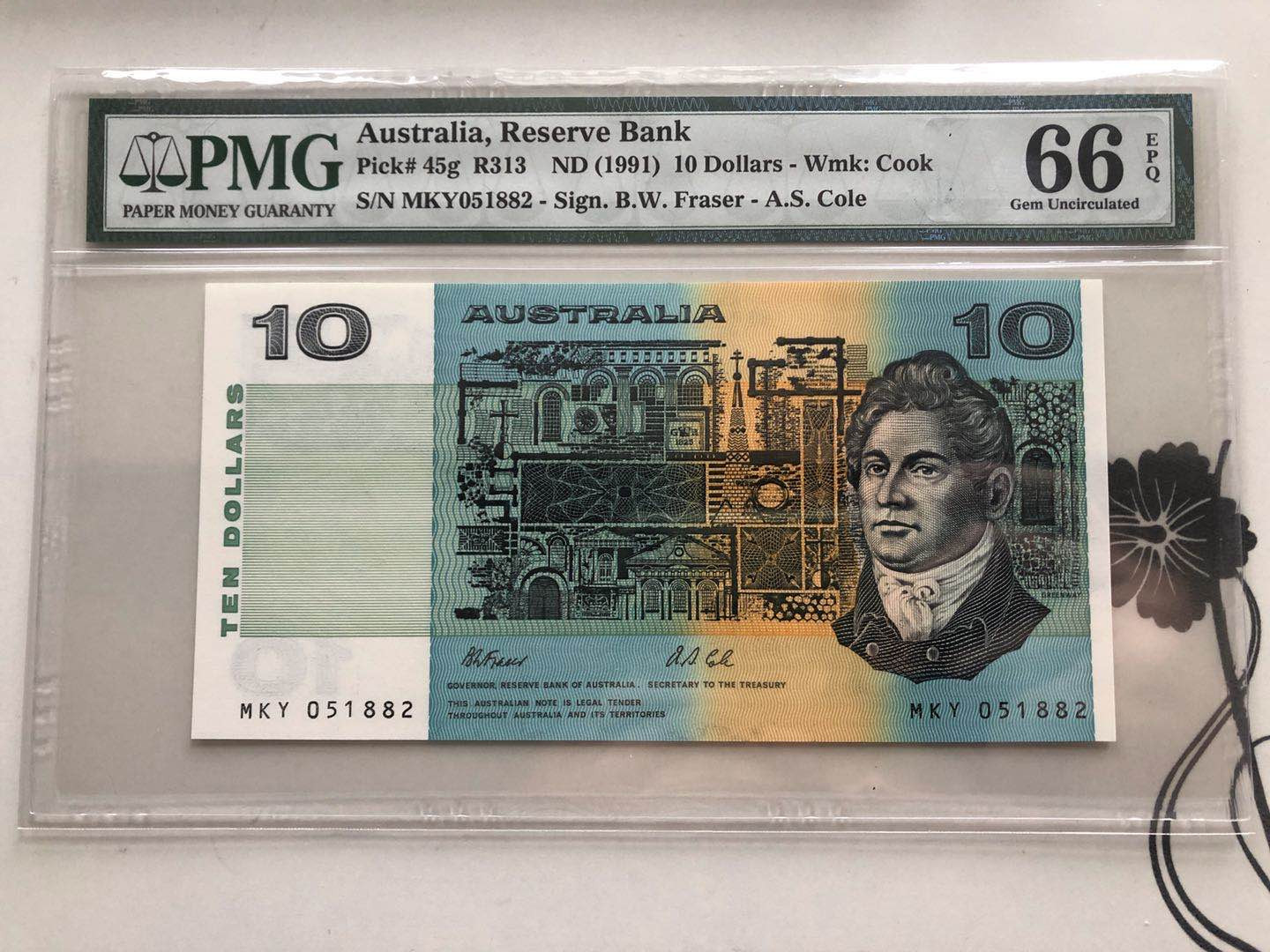 【收藏联盟】第135期拍卖——新西兰大炮筒（共45拍） 澳大利亚 1991年 10元 PMG66EPQ