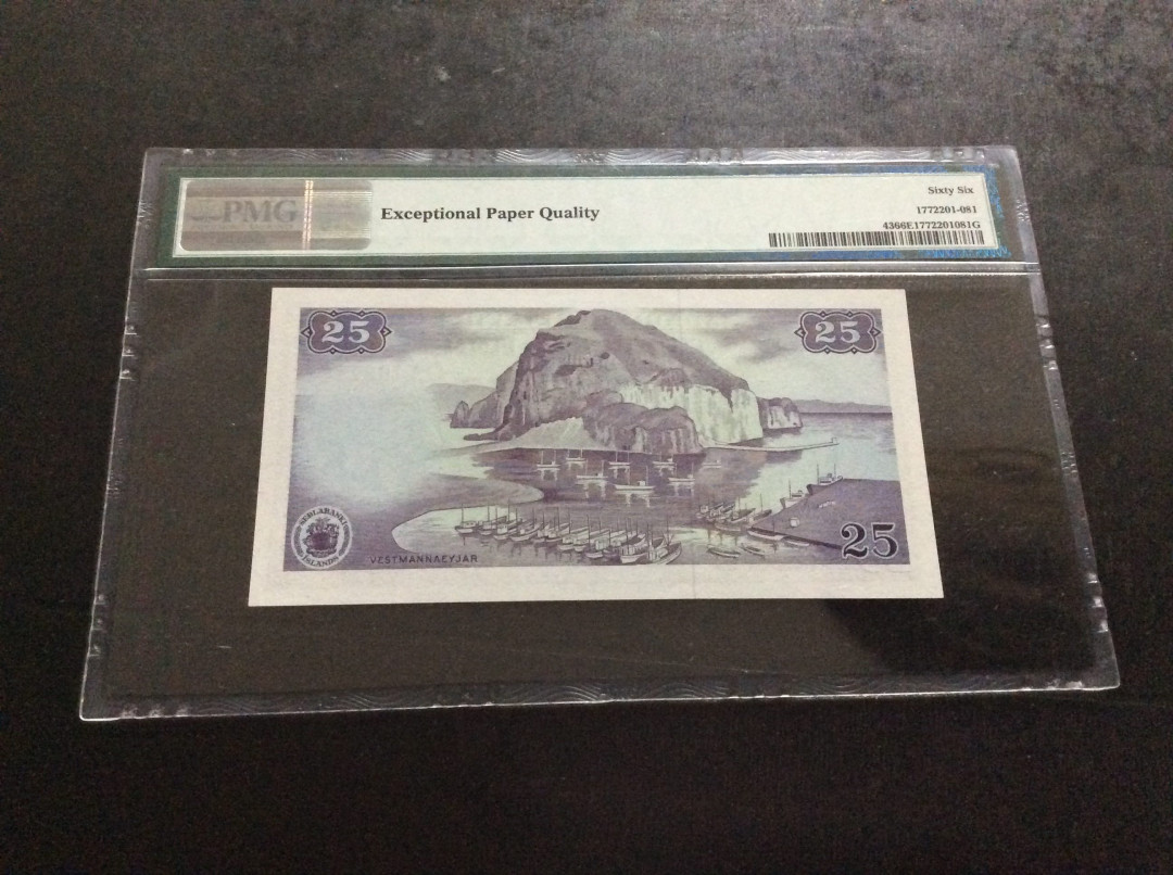 【收藏联盟】第135期拍卖——新西兰大炮筒（共45拍） 【一组2张】冰岛 1961年10克朗&25克朗 PMG66EPQ  BWC出品