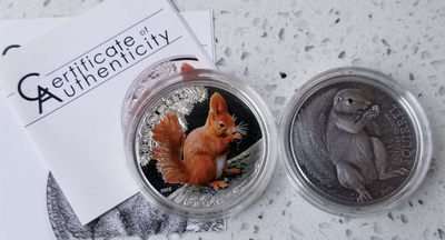 【随心&Getcoins】现代钱币拍卖第四十九期 帕劳2011/2012年松鼠1盎司银币两枚套装