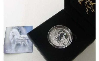 【随心&Getcoins】现代钱币拍卖第四十九期 喀麦隆2013年麒麟蛋白石镶嵌银币