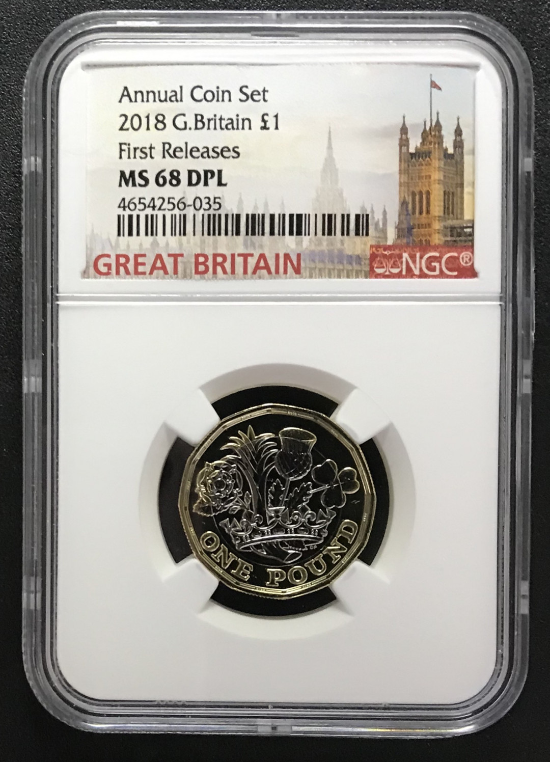 【随心&Getcoins】现代钱币拍卖第四十九期 2018年英国新版12边形 1英镑硬币NGCMS68