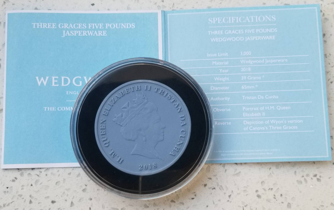 【随心&Getcoins】现代钱币拍卖第四十九期 TDC2018年韦奇伍德Wedgwood陶瓷三女神纪念币