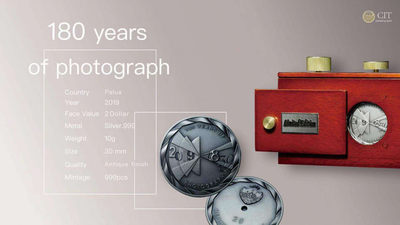 【随心&Getcoins】现代钱币拍卖第四十九期 帕劳2019年照相术180年纪念银币