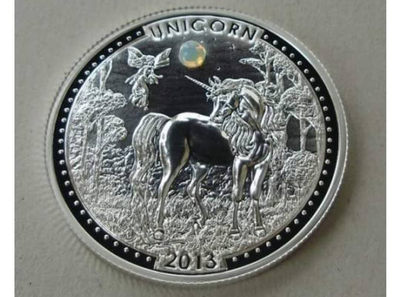 【随心&Getcoins】现代钱币拍卖第四十九期 喀麦隆2013年麒麟蛋白石镶嵌银币