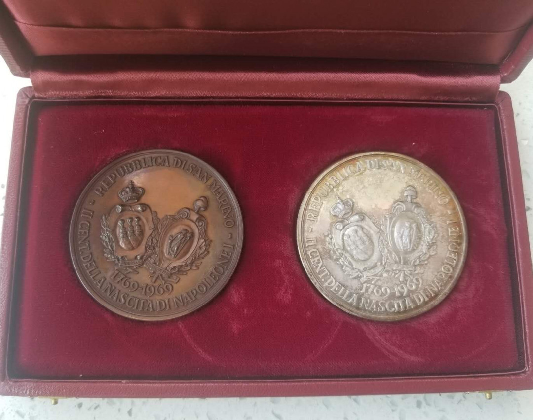 【随心&Getcoins】现代钱币拍卖第四十九期 圣马力诺1969年拿破仑纪念银章铜章
