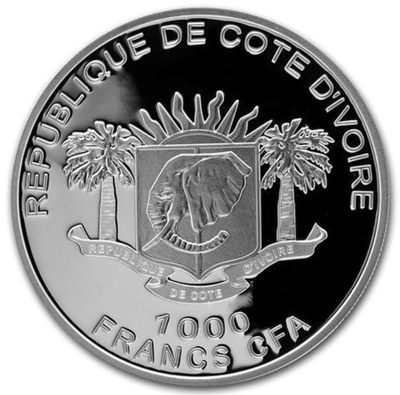 【随心&Getcoins】现代钱币拍卖第四十九期 科特迪瓦2011年剑齿虎彩色银币