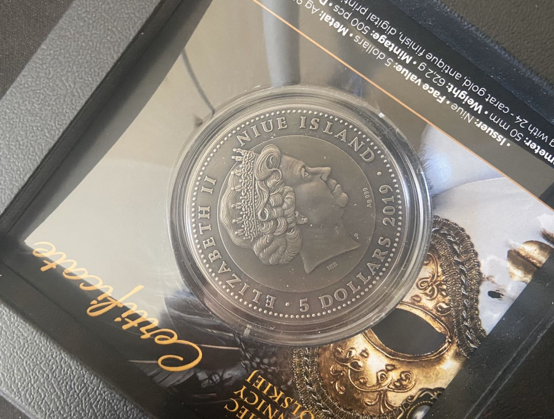 【随心&Getcoins】现代钱币拍卖第四十九期 【纽埃】纽埃高浮雕系列镀金面具【系列第一枚】