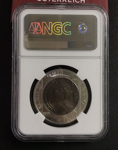 【随心&Getcoins】现代钱币拍卖第四十九期 奥地利2020年银铌双金属系列大数据25欧纪念银币NGCMS70首期蓝标