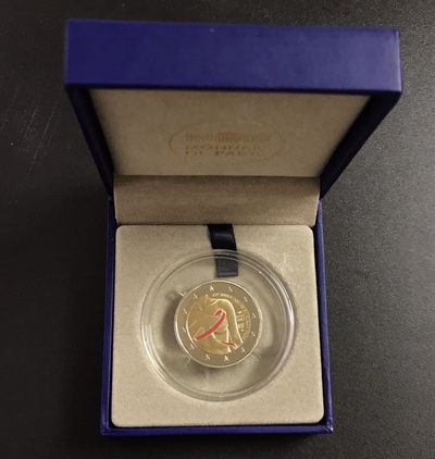 【随心&Getcoins】现代钱币拍卖第四十九期 【获奖币】法国2017年红丝带抗击乳腺癌2欧精制硬币