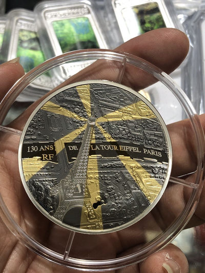 【随心&Getcoins】现代钱币拍卖第四十九期 - 法国2019年埃菲尔铁塔130周年镀金镀铑5盎司银币