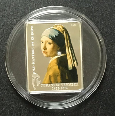 【随心&Getcoins】现代钱币拍卖第四十九期 库克2009年戴珍珠耳环的少女弗美尔镶珍珠矩形银币