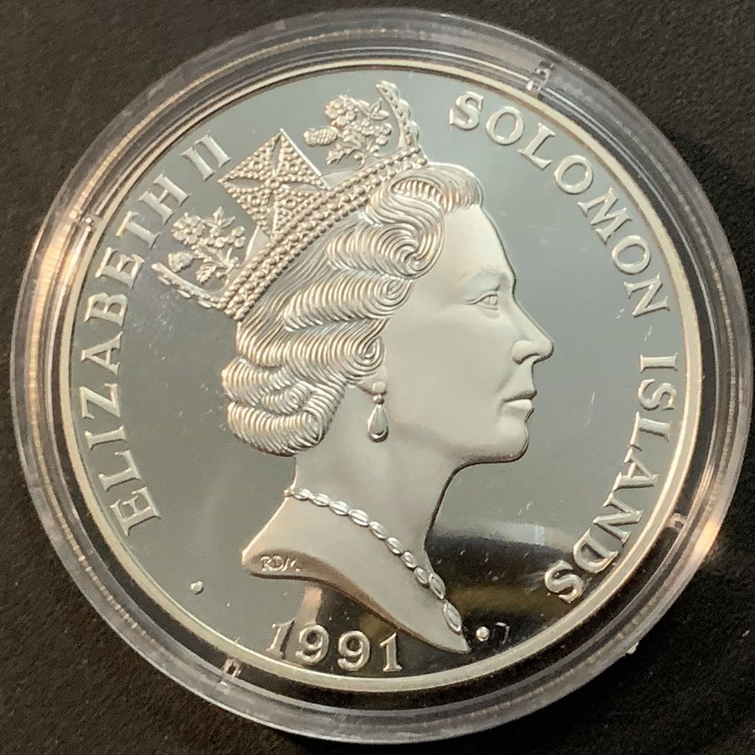 紫瑗钱币—微拍第55期  所罗门群岛 1991年  92巴塞罗那奥运会 马拉松 10元 31.5克 0.925银 精制