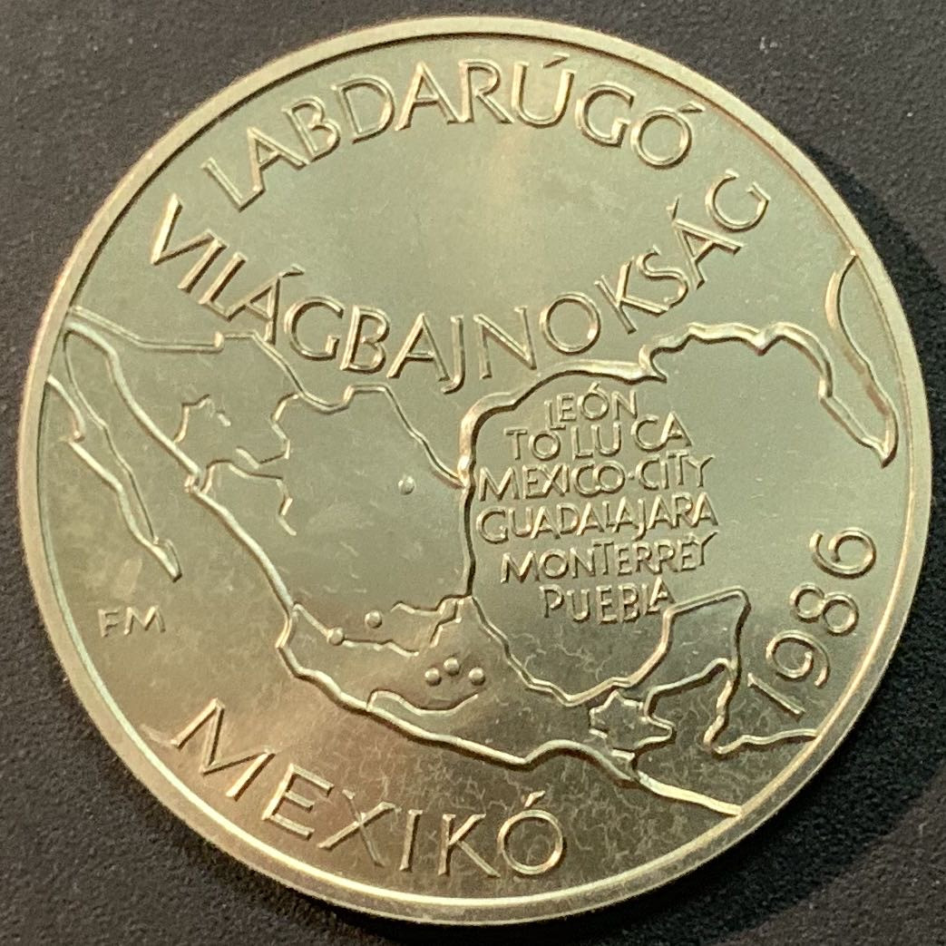 紫瑗钱币—微拍第55期  匈牙利 1985年 86墨西哥世界杯 100福林 镍币