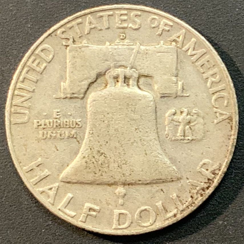 紫瑗钱币—微拍第55期  美国 1954年 富兰克林 半美元 12.5克 0.9银