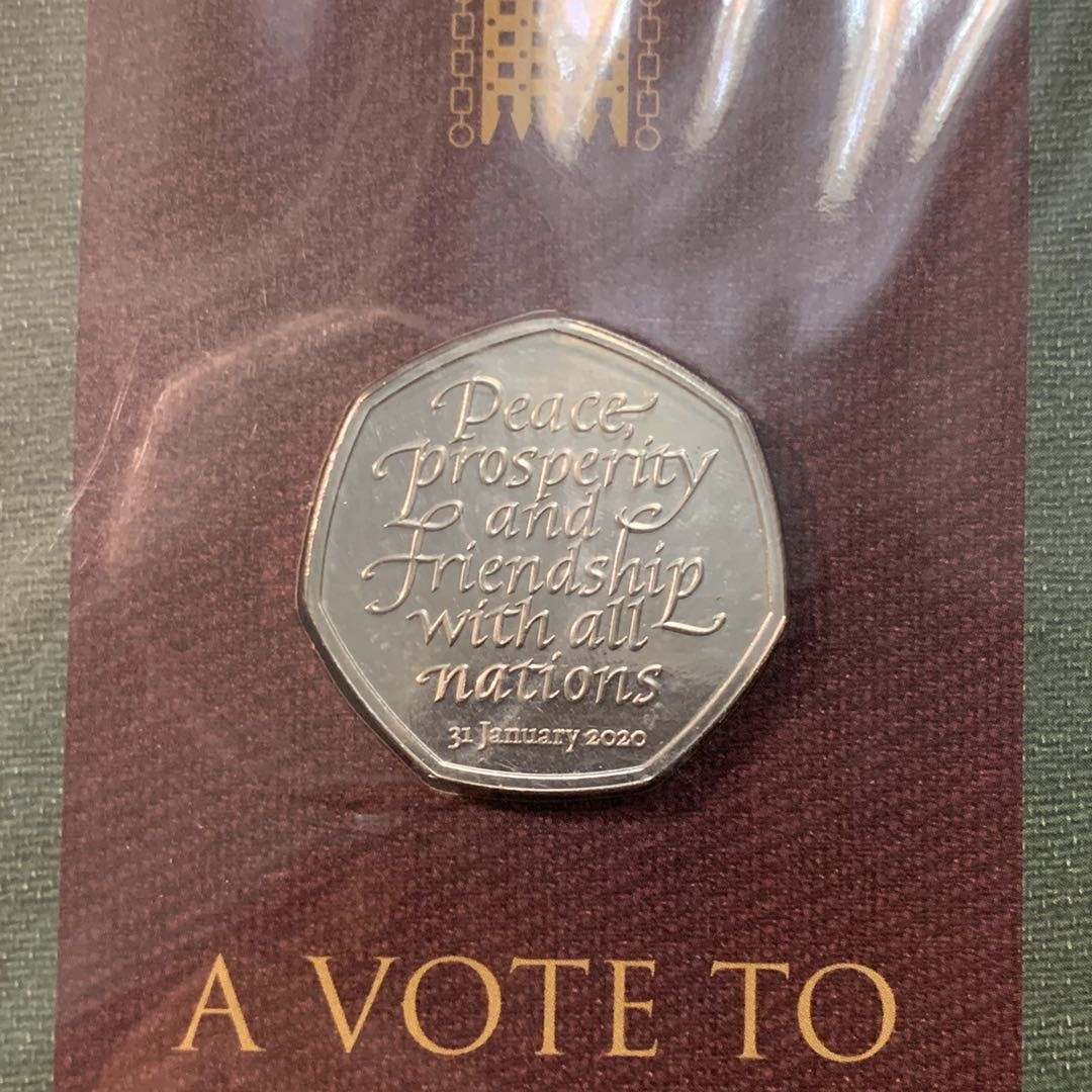 紫瑗钱币—微拍第55期  英国 2020年 脱离欧盟 50便士 原卡装