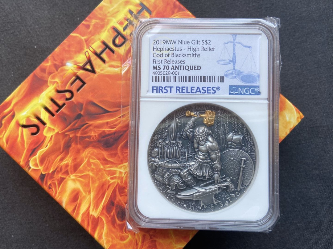 【币观天下】第106期钱币拍卖 【纽埃】2019年众神系列-火神【蓝标ngc70】