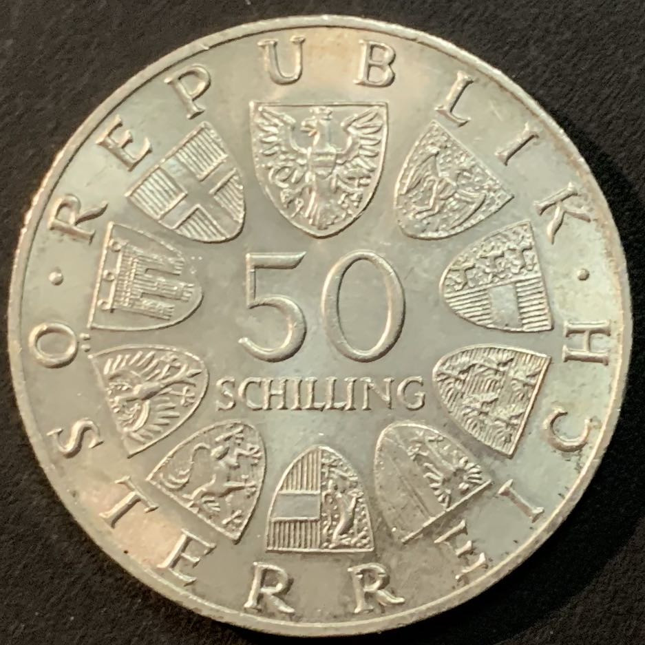 紫瑗钱币—微拍第55期  奥地利 1967年 音乐家 约翰—斯特劳斯 诞辰100周年 50先令 20克 0.9银