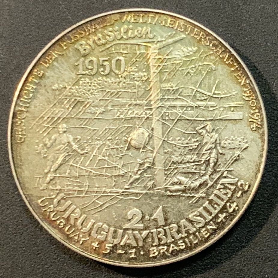 紫瑗钱币—微拍第55期  德国 1974年世界杯 纪念章 10克 0.925银