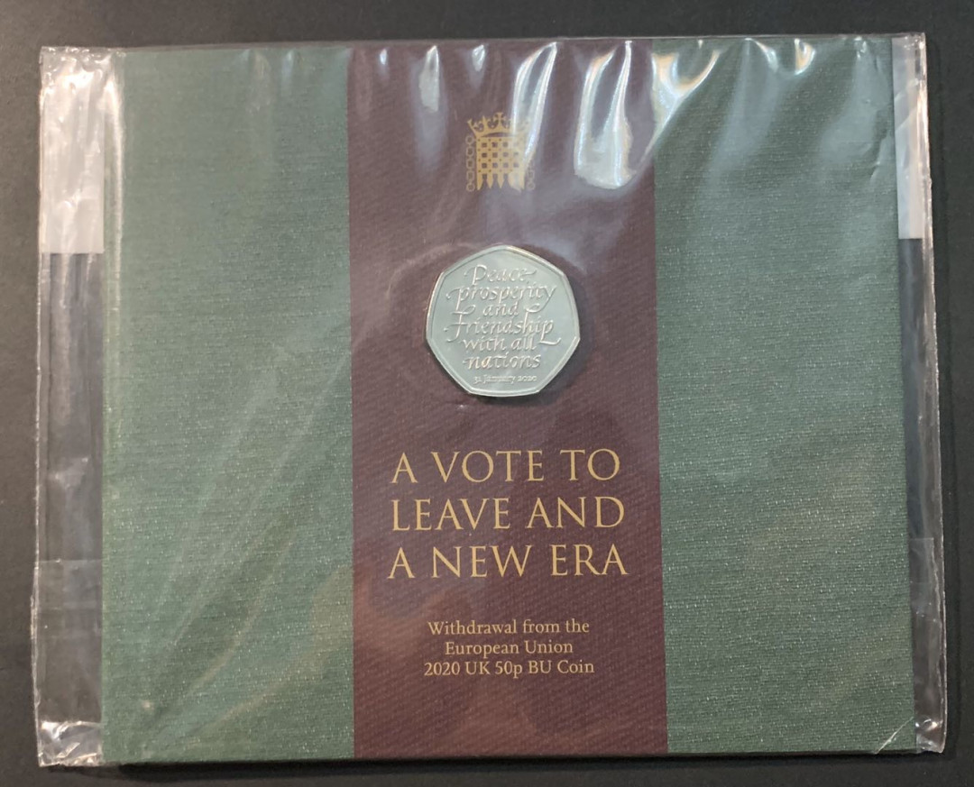紫瑗钱币—微拍第55期  英国 2020年 脱离欧盟 50便士 原卡装