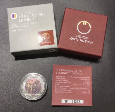 【随心&Getcoins】现代钱币拍卖第四十九期 奥地利2020年银铌双金属系列大数据25欧纪念银币