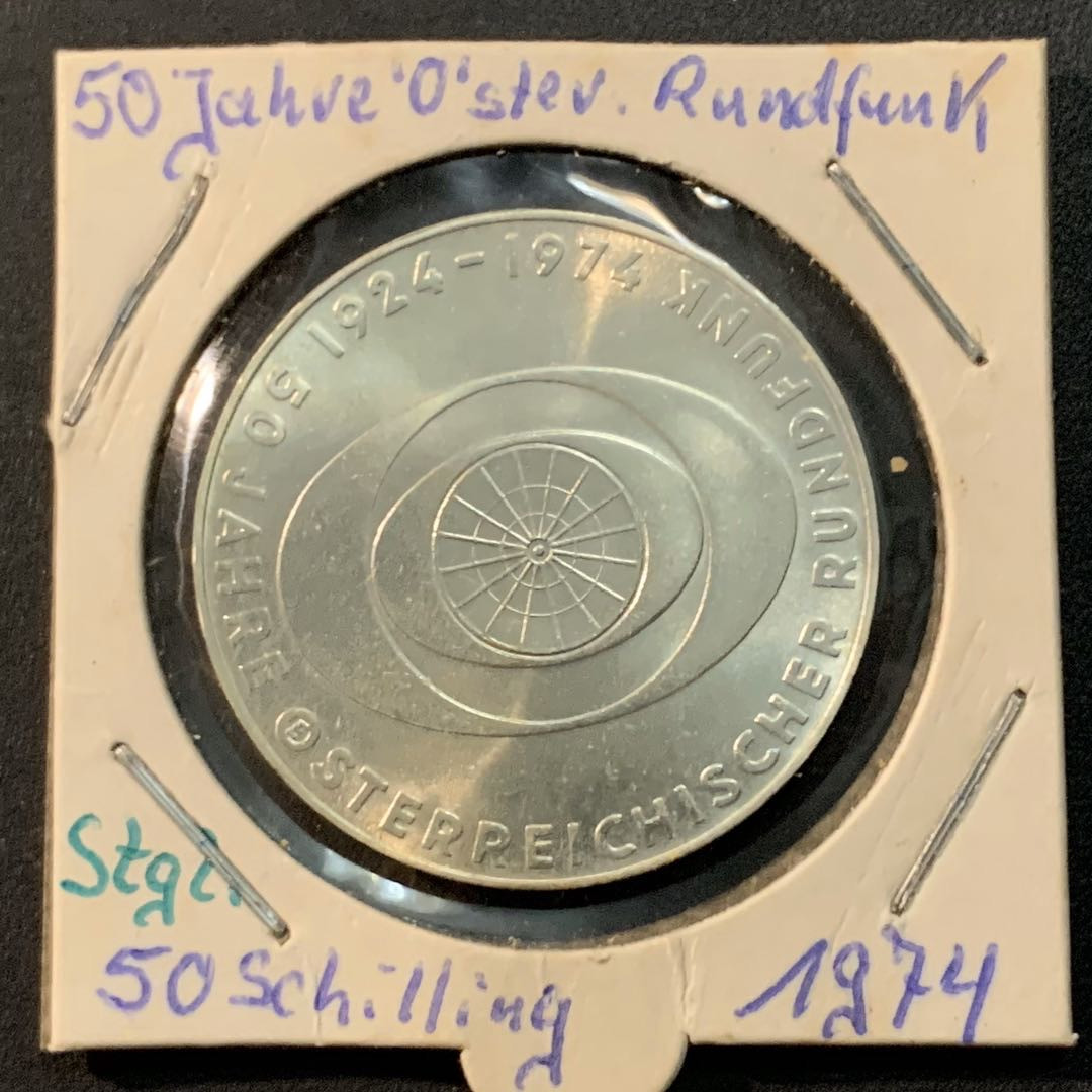 紫瑗钱币—微拍第55期  奥地利 1974年 广播系统成立50周年 20先令 20克 0.64银 