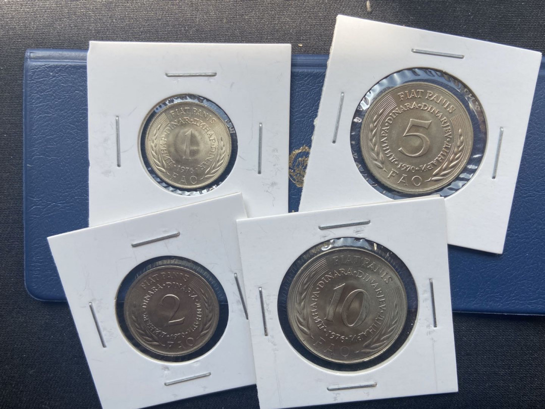 【币观天下】第106期钱币拍卖 【南斯拉夫】南斯拉夫4枚fao+4枚镍币