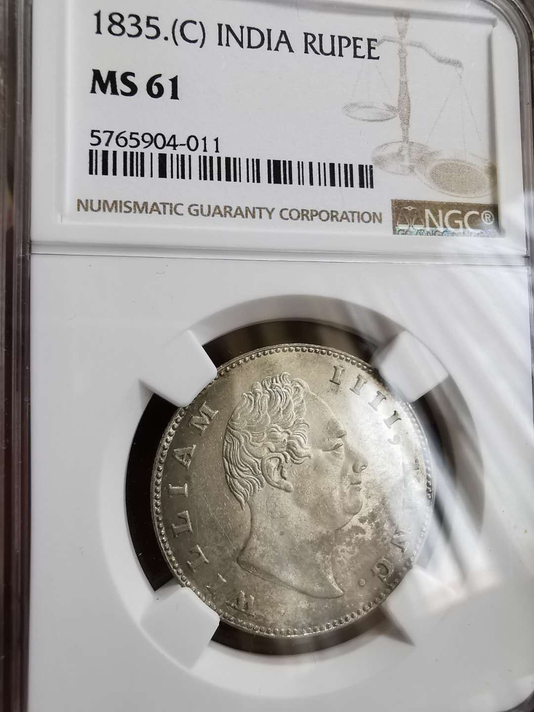 凡希社世界钱币微拍第一百十八期 荐！1835东印度公司威四卢比NGC-MS61