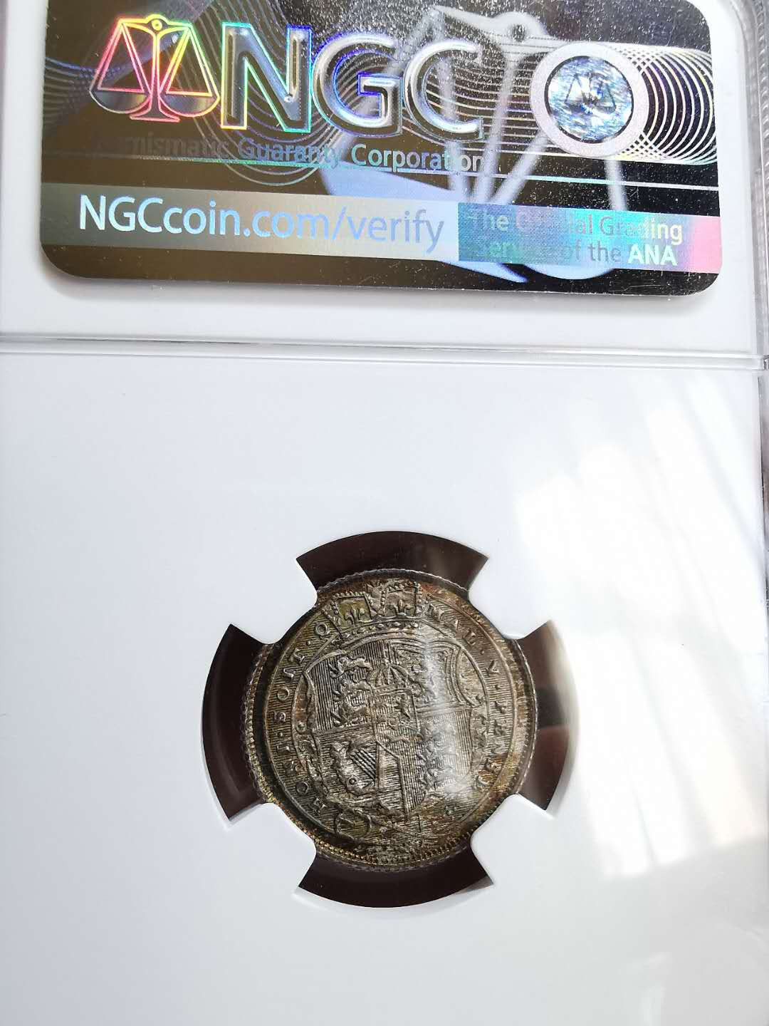 凡希社世界钱币微拍第一百十八期 荐！1819英国乔三牛头6P NGC-MS65五彩顶级品！