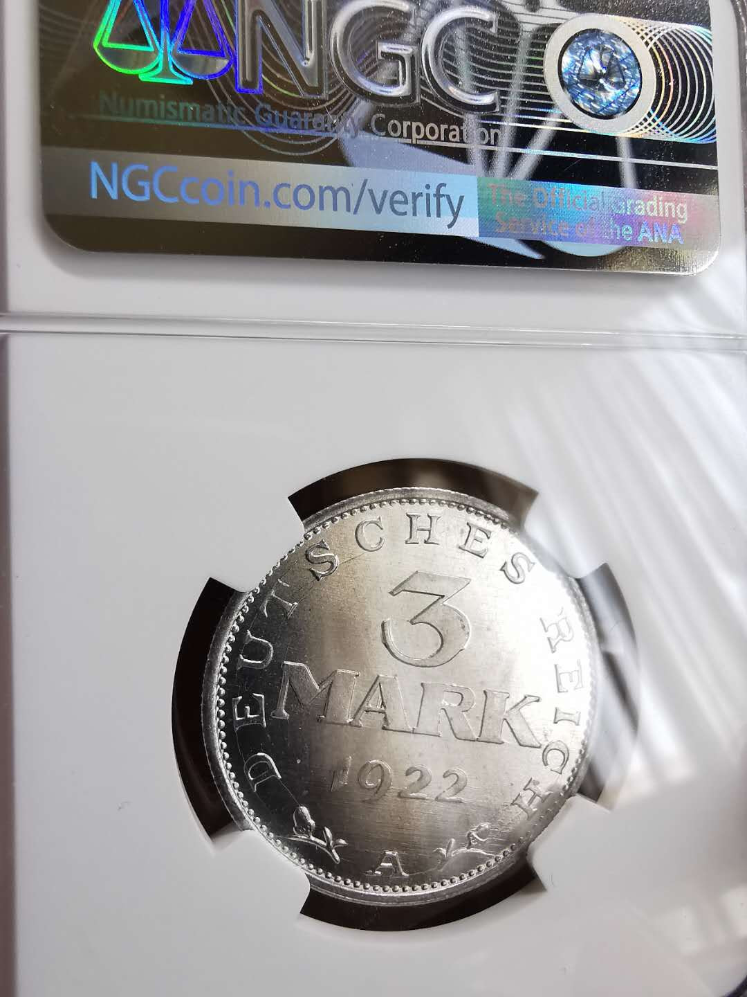 凡希社世界钱币微拍第一百十八期 1922魏玛3马克NGC-MS67顶级品！