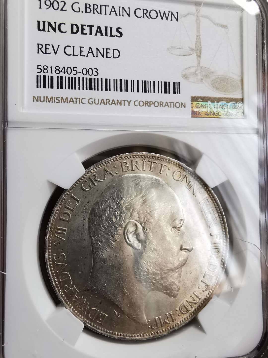 凡希社世界钱币微拍第一百十八期 1902爱七马剑克朗大银NGC-UNCD