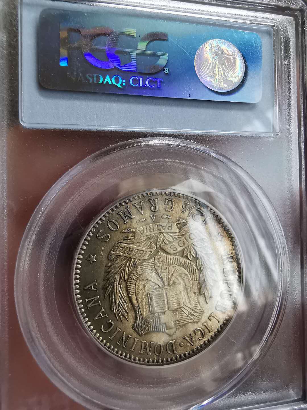 凡希社世界钱币微拍第一百十八期 稀！1897多米尼加共和国1/2PESO PCGS-MS62稀有品种！
