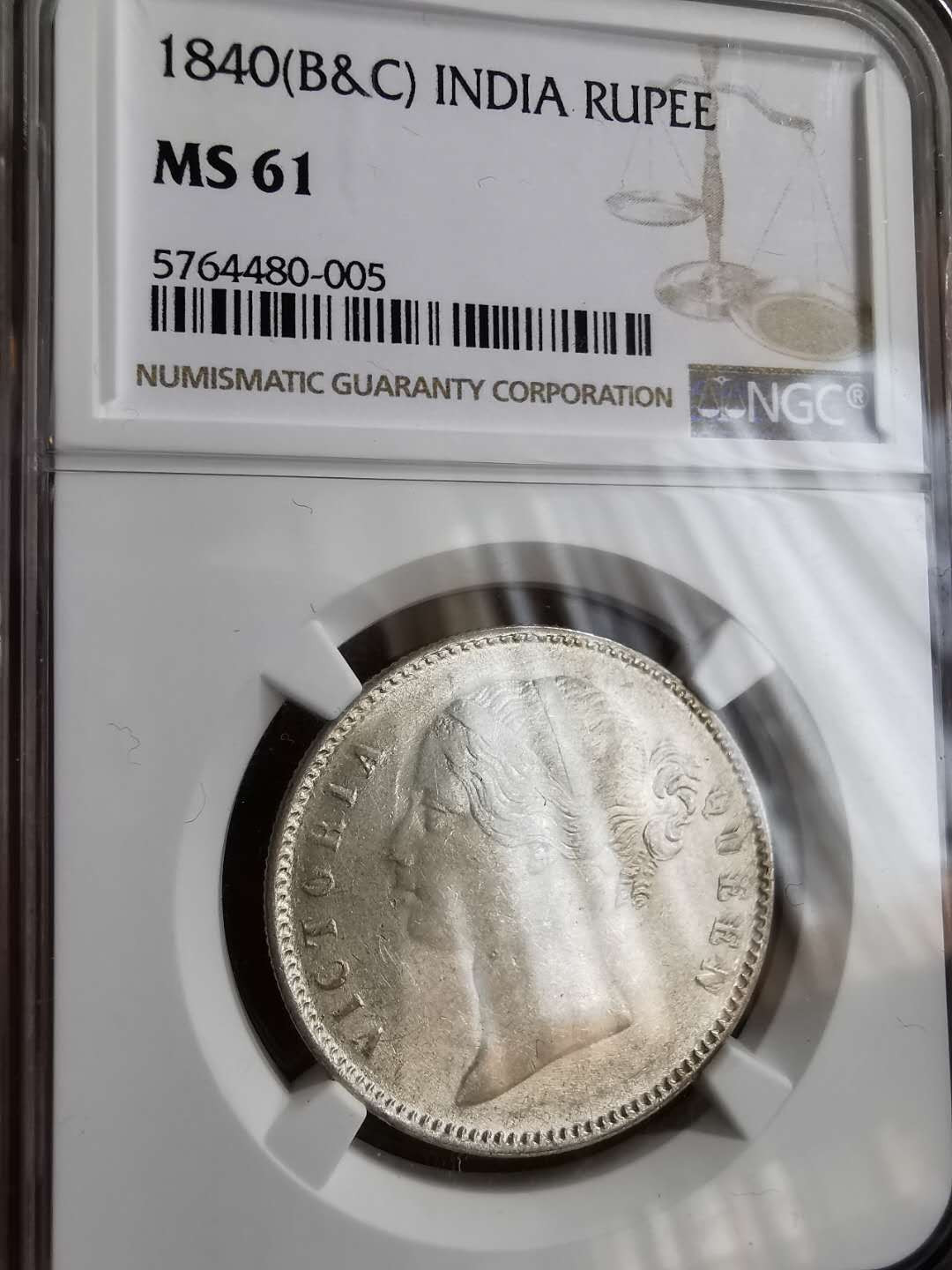 凡希社世界钱币微拍第一百十八期 1840东印度公司小维卢比NGC-MS61